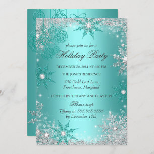 Convites Teal Winter Wonderland Natal Festa 3