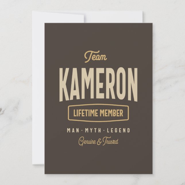 Convites Team Kameron Lifetime Membro Nome Personalizado (Frente)