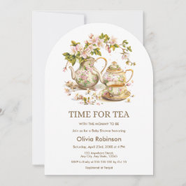 Convites Teapot Floral Time for Tea Chá de fraldas