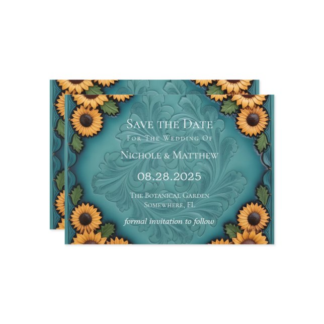 Convites Teather Tool & Sunflower Salve a Data (Frente/Verso In Situ)