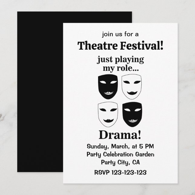 Convites Teatro Festival de Teatro Máscara de Drama (Frente/Verso)