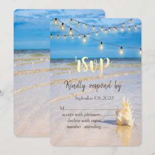 Convites Tecelagens de Praia Luzes de Corda Concha RSVP