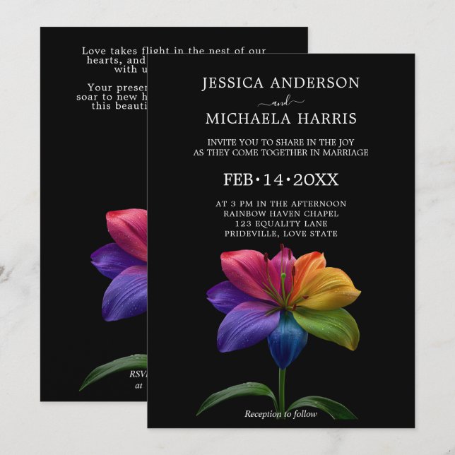 Convites 🌈 Technicolor Vows Wedding (Frente/Verso)