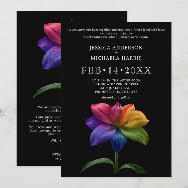 Convites 🌈 Technicolor Vows Wedding (Frente/Verso)