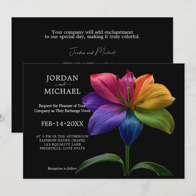 Convites 🌈 Technicolor Vows Wedding (Frente/Verso)