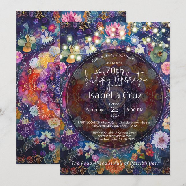 Convites Tecido em Flor | Design de Mandala Floral (Frente/Verso)