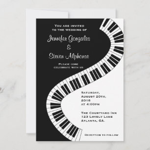 Convites Teclas de Piano Onduladas Casamento