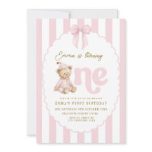 Teddy Bear 1st Birthday Invitation Girl