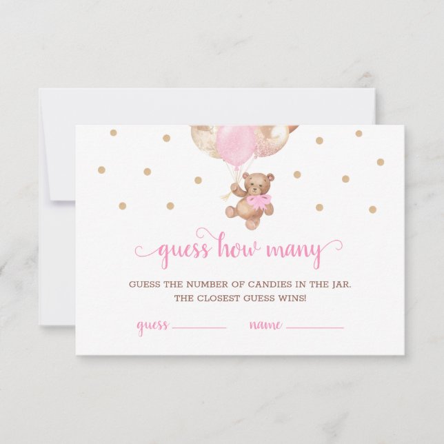 Convites Teddy Bear Adivinha Quantas Candies Game Chá de fr (Frente)