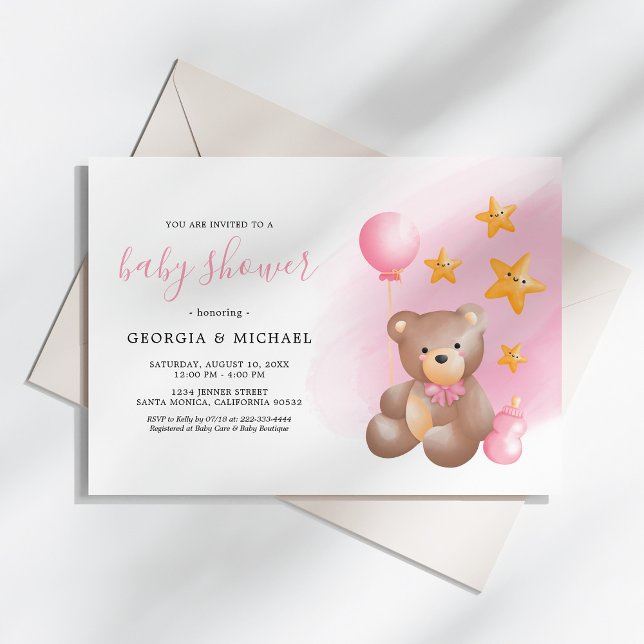 Convites Teddy Bear Baby Shower (Criador carregado)