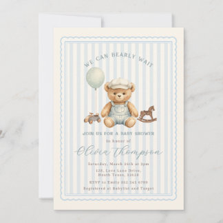 Convites Teddy Bear Baby Shower Invitation