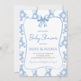 Convites Teddy bear baby shower invitation