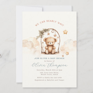 Convites Teddy Bear Baby Shower Invitation