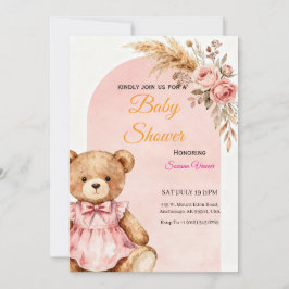 Convites Teddy Bear Baby Shower Invitation