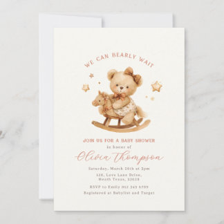 Convites Teddy Bear Baby Shower Invitation