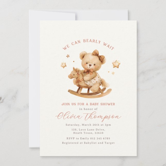 Convites Teddy Bear Baby Shower Invitation (Frente)