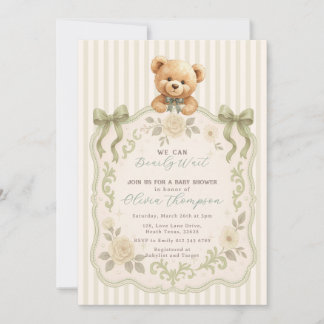 Convites Teddy Bear Baby Shower Invitation
