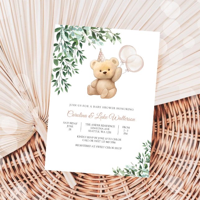 Convites Teddy Bear Baby Shower Invitation (Criador carregado)