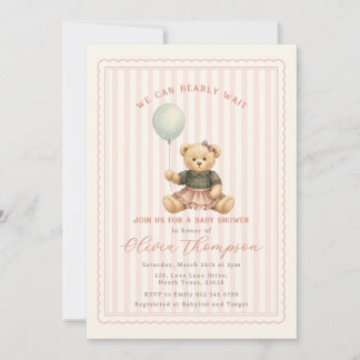 Convites Teddy Bear Baby Shower Invitation