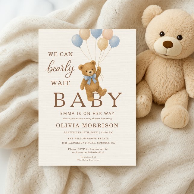Convites Teddy Bear Baby Shower We Can Bearly Wait (Criador carregado)