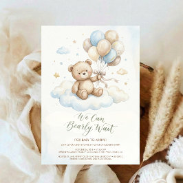 Convites Teddy Bear Baby Shower with Brown Sage Balloons