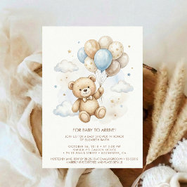 Convites Teddy Bear Baby Shower with Brown Sage Balloons