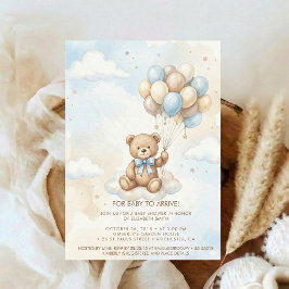 Convites Teddy Bear Baby Shower with Brown Sage Balloons