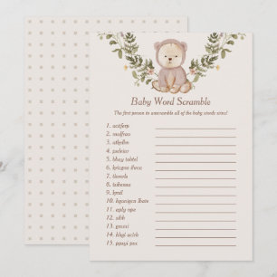 Convites Teddy Bear Baby Word Scramble Game Modelo