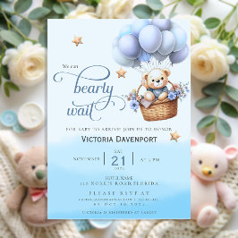 Convites Teddy Bear Balloon Boy Baby Shower Invitation
