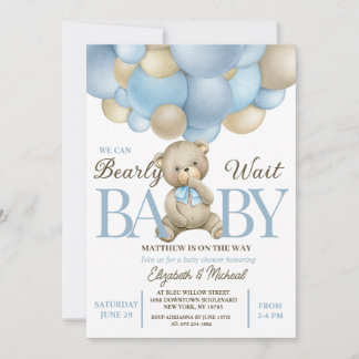 Convites Teddy Bear Balloon Theme Baby Shower Invitation