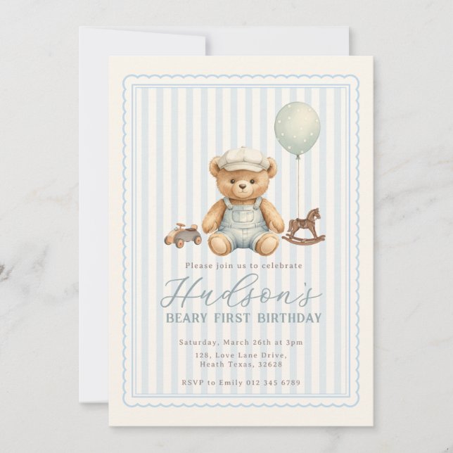 Convites Teddy Bear Birthday Invitation (Frente)