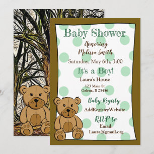 Convites Teddy Bear Boy Baby Shower Invasores