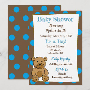 Convites Teddy Bear Boy Baby Shower Invasores
