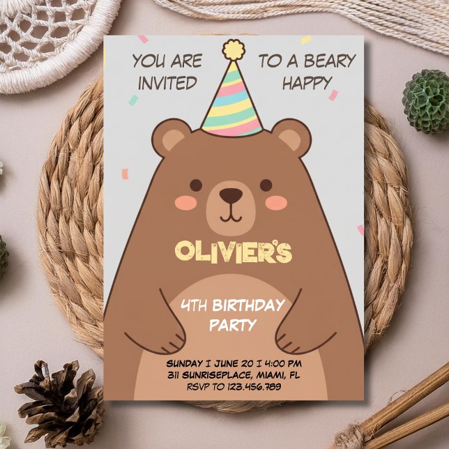 Convites Teddy bear brown any age birthday invitation (Criador carregado)