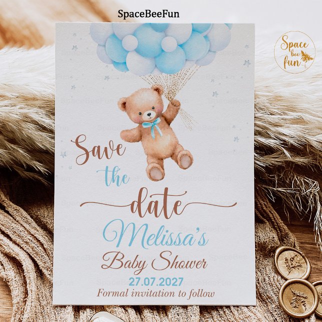 Convites Teddy Bear Chá de fraldas Salve A Data Que Podemos (teddy bear baby shower,boy save the date,baby shower boy,bear invitation,boho bohemian bear,we can b)