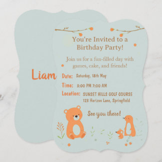 Convites Teddy Bear Childish Birthday Invitation Card 
