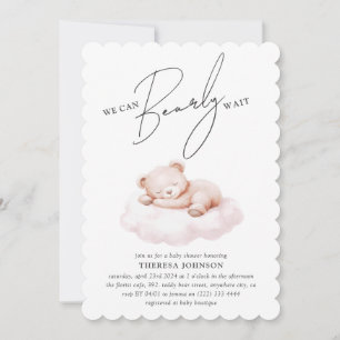 Convites Teddy Bear Cloud Barly Wait Girl Chá de fraldas