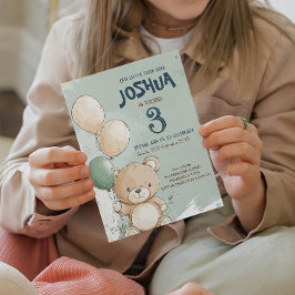 Convites Teddy Bear e Balões Partido do Aniversário de cria