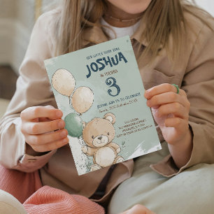Convites Teddy Bear e Balões Partido do Aniversário de cria
