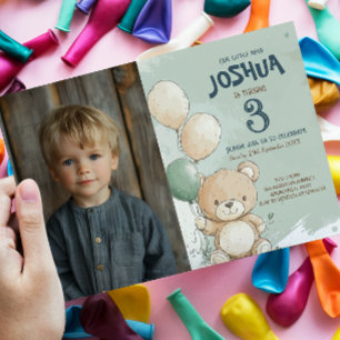 Convites Teddy Bear e Balões Partido do Aniversário de cria