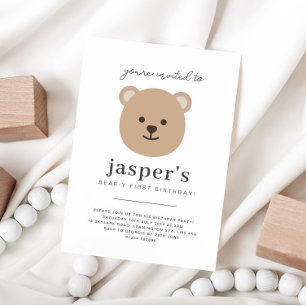 Convites Teddy Bear Face Primeiro Aniversário