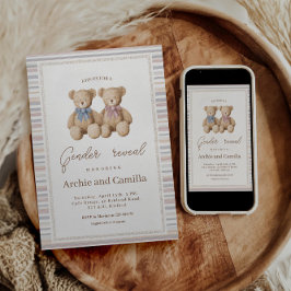 Convites Teddy Bear Gender Reveal