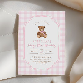 Convites Teddy Bear Girl First Birthday Party