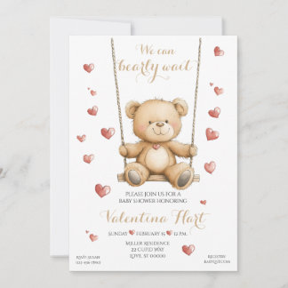 Convites Teddy Bear Hearts Baby Shower Invitation
