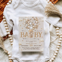 Teddy Bear Hot Air Balloon Chá de fraldas Dourado