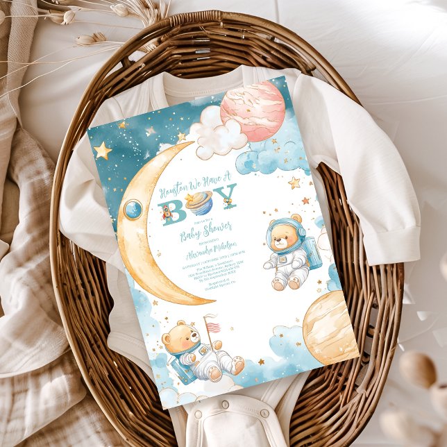 Convites Teddy Bear Houston Temos Um Menino Exterior (Criador carregado)