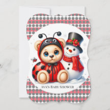 Teddy Bear Ladybug com Chá de fraldas de Snowman