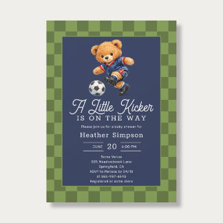 Convites Teddy Bear Little Kicker Soccer Baby Shower