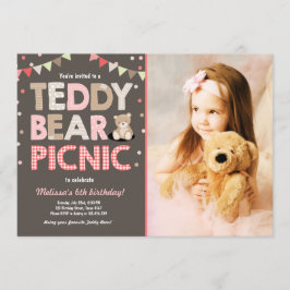 Convites Teddy Bear Picnic Girl Invise Pink