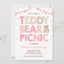Convites Teddy Bear Picnic Girl Invise Pink